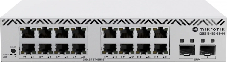 Smart switch MikroTik 16× Gigabit Ethernet e 2× SFP+