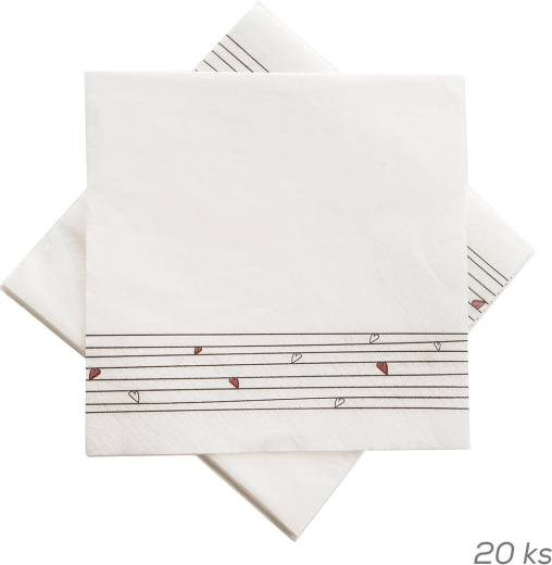 Paper napkins hearts 33 × 33 cm, 20 pcs