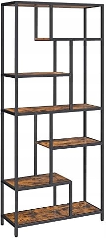 Modern bookcase with 6 shelves in rustic loft style