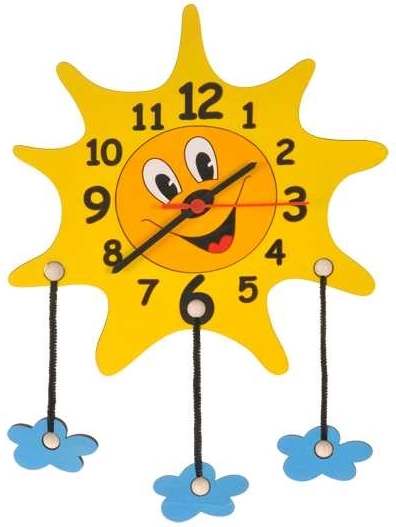 Children's Wooden Clock Sunshine with Clouds