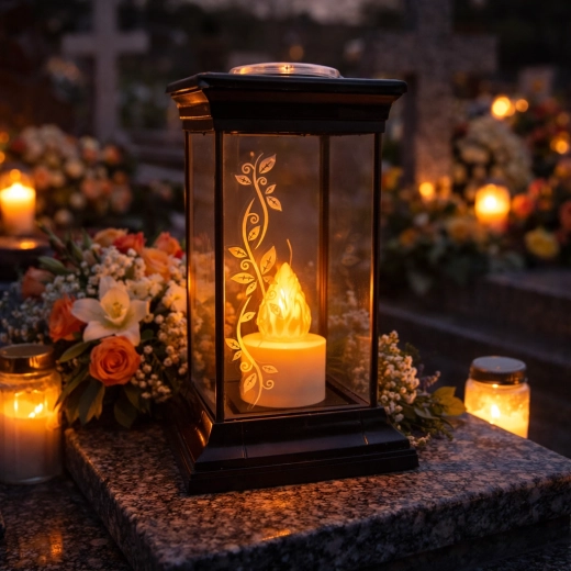 Lanterna solare con candela LED 14 × 14 × 28 cm