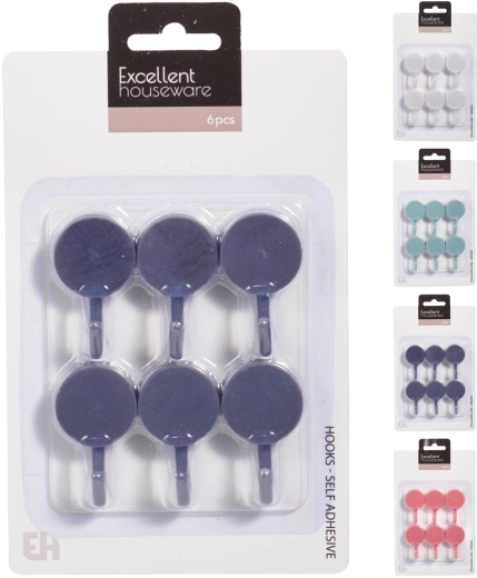 Set of 6 self-adhesive hooks