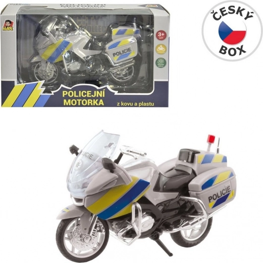 Politiemotor van metaal 18 cm zilver