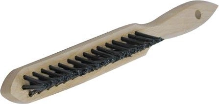 Brosse manuelle d’angle à 3 rangées avec manche en bois