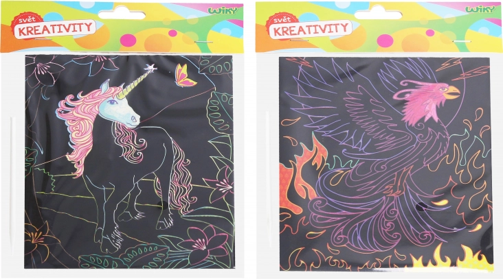 Vyškrabovací obrázky 18 × 14,5 cm – sada 4 listů