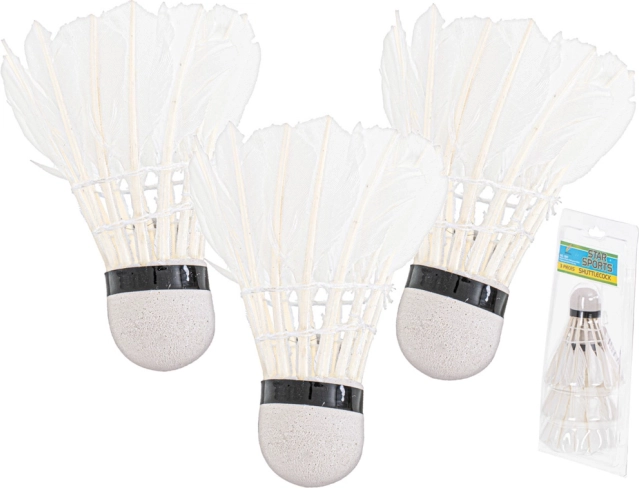 Feather Badminton Shuttlecocks - Set of 3