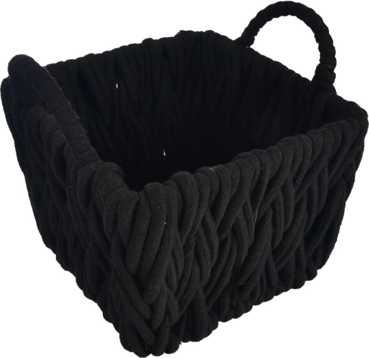 Panier de rangement en coton tressé noir 29 × 29 × 27 cm