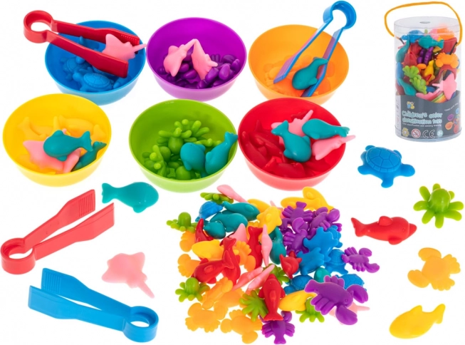 Gioco educativo Montessori per imparare a contare – Animali marini