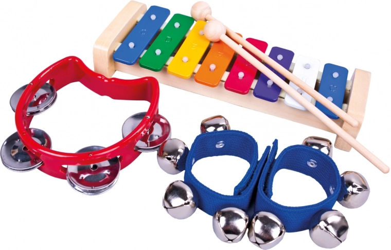 BINO set of 3 musical instruments for children (xylophone, tambourine, jingle bells)