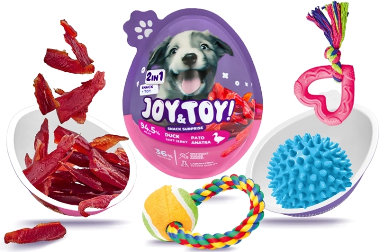 Joy&Toy surprise egg for dogs – duck soft jerky and toy