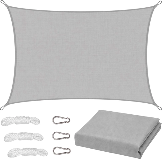 Water-Resistant Rectangular Shade Sail, Gray, 300 × 400 cm