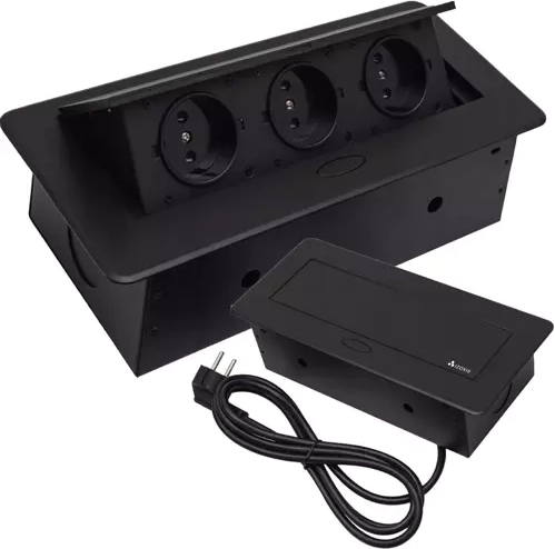 Recessed triple socket for countertop IZOXIS, black