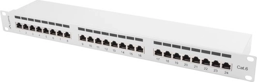 Patch panel 24 porte 1U categoria 6 grigio