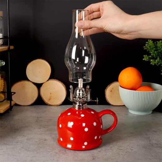 Durable glass chimney and metal burner