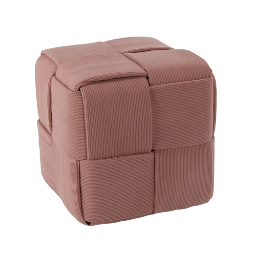 Pink knitted cube ottoman 39 × 39 × 39 cm