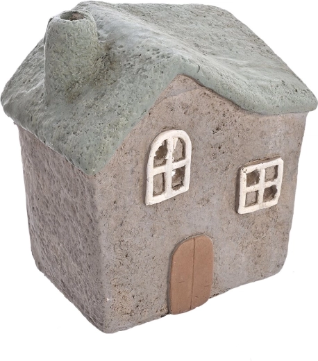 Decoratief huisje van polyresin in grijze kleur