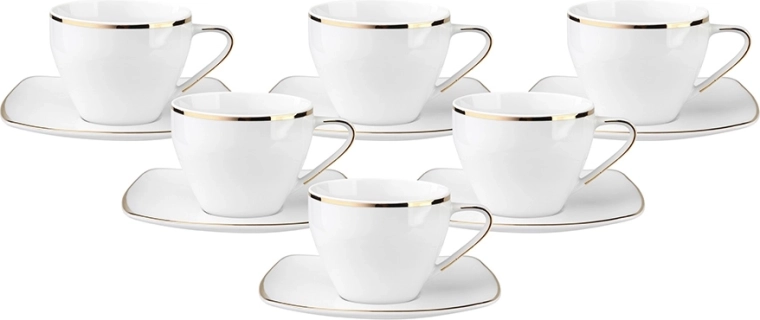 Mariapaula Moderna Kwadratowa Gold set da caffè 6 tazze + 6 piattini