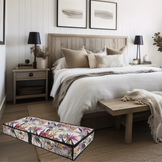 Stoccaggio salvaspazio sotto il letto