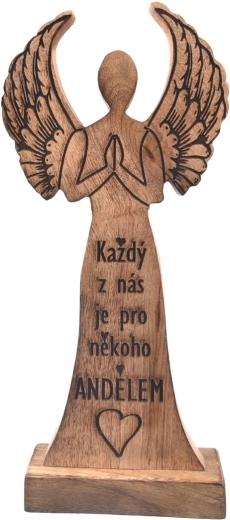 Décoration Ange en bois de manguier « Chacun de nous » 32 cm