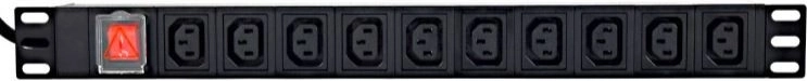 Rack Power Distribution Unit (PDU) 10x C13 1U 16A 2m
