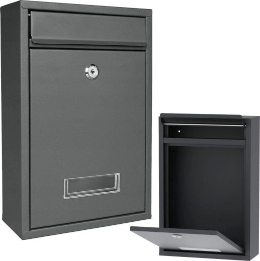 Wall-mounted mailbox with key lock and window, anthracite - 1 piece