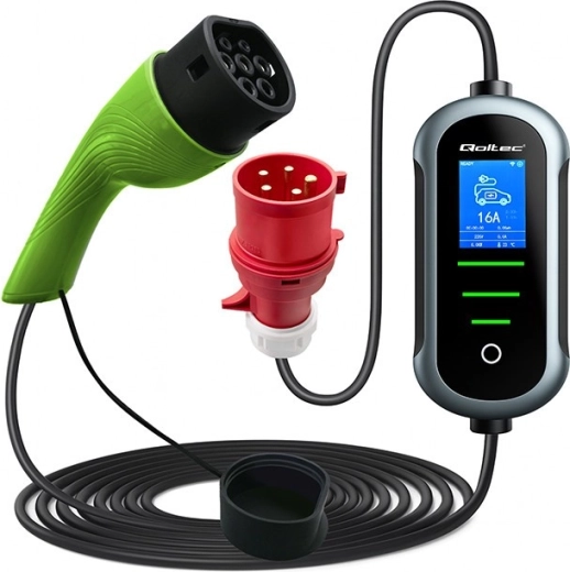 Qoltec mobiloplader til elbiler og hybrider 11 kW 400 V CEE 16A Wi-Fi LCD 5 m