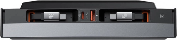 Rozbočovač do auta Baseus T‑Space USB‑C/USB‑A s vysúvacími káblami pre TESLA, 45 W, čierny