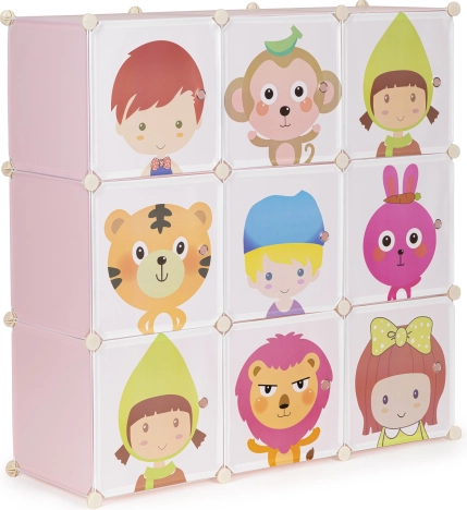 Children's modular cabinet with 9 shelves