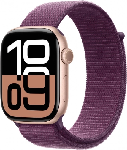 Apple Watch Series 10 GPS 46 mm rózsaarany, sportos szilva színű szíj
