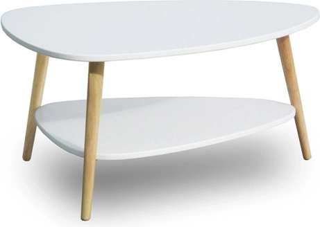 Tavolino da caffè moderno con ripiano e gambe in legno di colore bianco