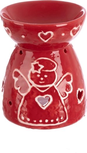 Lampada aromatica in ceramica angelo natalizio rossa