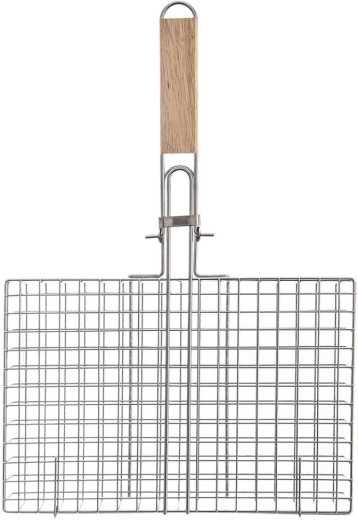 Lockable grilling basket 32 × 49 cm with wooden handle