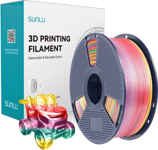 Filament Sunlu PLA+ Silk arc-en-ciel 01 multicolore 1,75 mm 1 kg