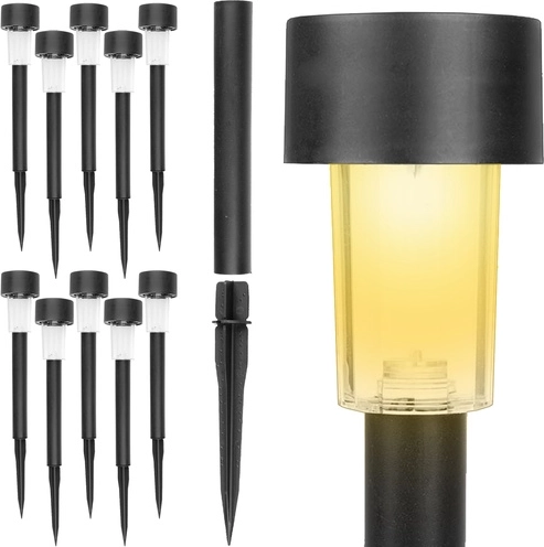 Solarne vrtne lampe 10 kom GARDLOV, zabodne, toplo bijelo svjetlo