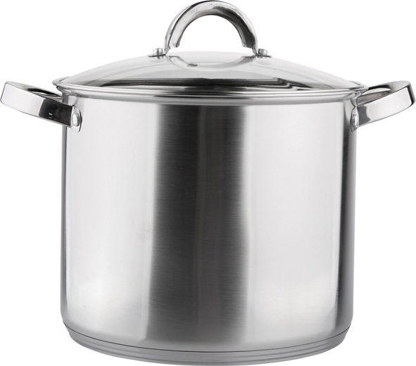 Faitout haut en acier inoxydable FABIO 22 cm, 7 l avec couvercle en verre