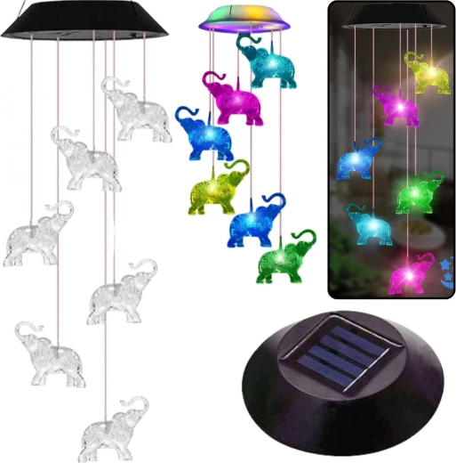 Solární zahradní LED lampy Sloní zvonky barevné