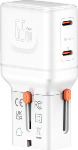 Twee USB‑C‑poorten + USB‑C → USB‑A adapter