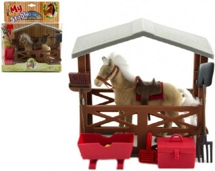 Plastic Horse with Stable and Accessories