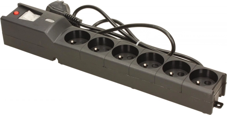 LESTAR Surge-Protected Power Strip, 6 Outlets, 1.5 m, Black