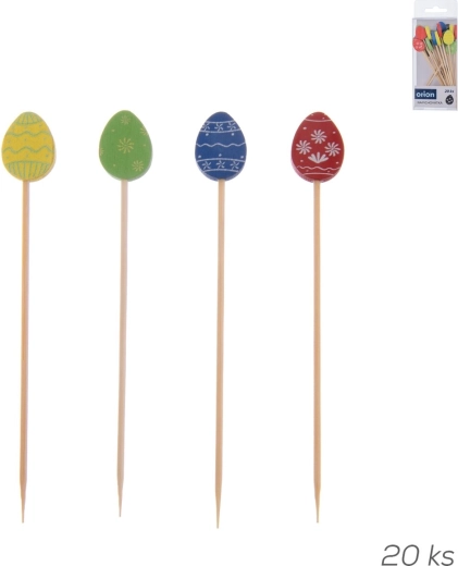 Stecchini in bambù con ovetti pasquali 20 pz mix