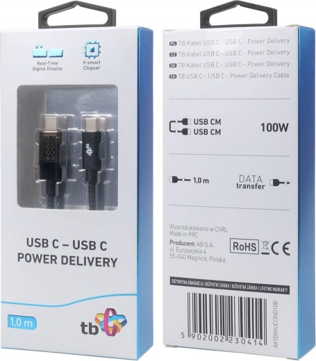 Kabel USB-C do USB-C z wskaźnikiem LED mocy ładowania (1 m, 100 W)