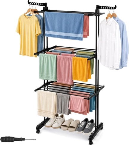 Side holders for hangers and space for shoes