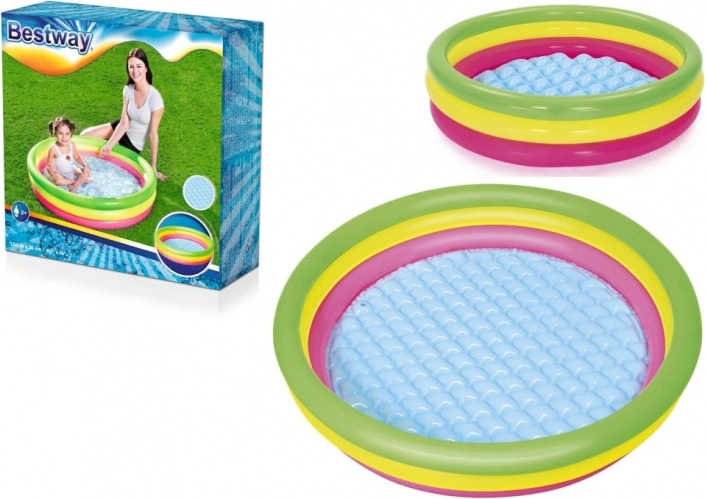 Bestway piscina gonfiabile per bambini con fondo morbido, 3 anelli (102 × 25 cm)