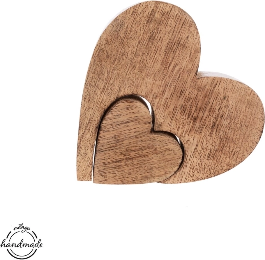 Décoration en bois en forme de cœur en bois de manguier