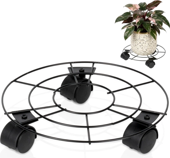 Vilde metalplantevogn på hjul, sort, 25 cm