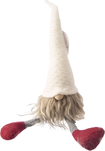 Pluchen kerstkabouter wit/rood 42 cm