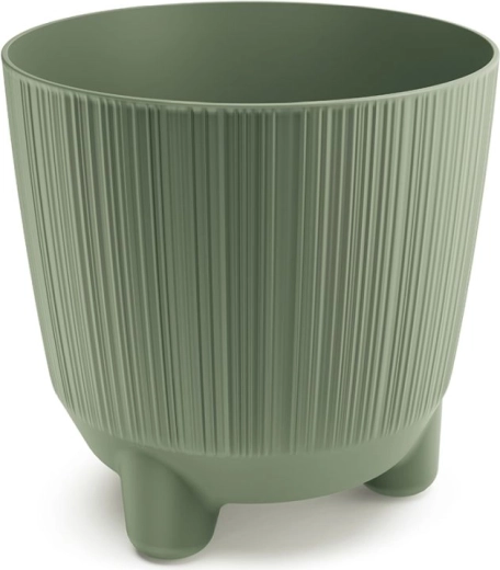 Vaso con piedini, diametro 19,5 cm, verde terroso