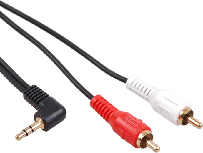 Cavo mini jack 3,5 mm angolato a 2× RCA 1 m MCTV nero