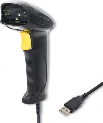 Laserski čitalnik črtnih kod 1D USB črni