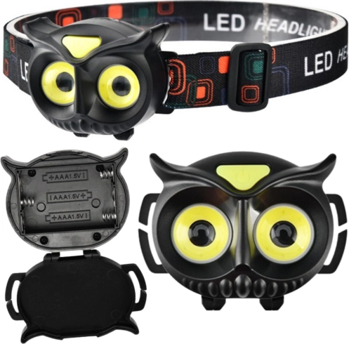 Children's owl-shaped LED headlamp – 4 modes, water-resistant
